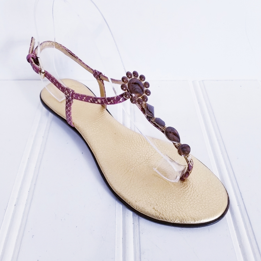 J Vincent Slingback Jeweled Metallic Sandals